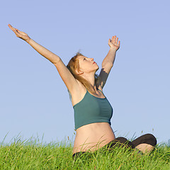 Image showing pregnant woman on meadow