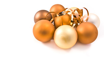 Image showing christmas glass balls decorated with ribbons