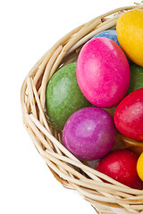 Image showing colorful easter eggs in basket