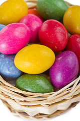 Image showing colorful easter eggs in basket