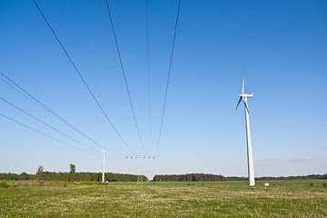 Image showing windmill and powerlines
