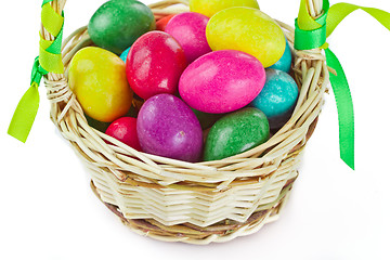 Image showing colorful easter eggs in basket