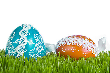 Image showing easter eggs in grass