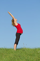 Image showing pregnant woman on meadow