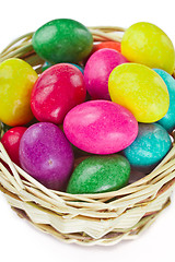 Image showing colorful easter eggs in basket