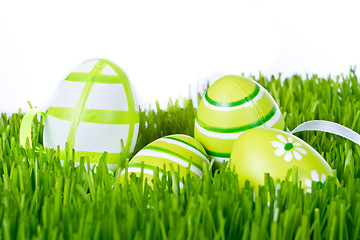 Image showing easter eggs in grass