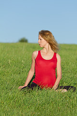 Image showing pregnant woman on meadow