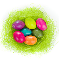 Image showing easter eggs in nest