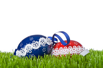 Image showing easter eggs in grass