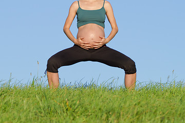 Image showing pregnant woman on meadow