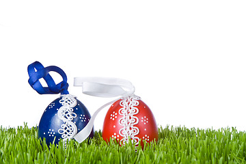 Image showing easter eggs in grass