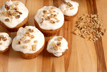 Image showing Frosted banana walnut muffins