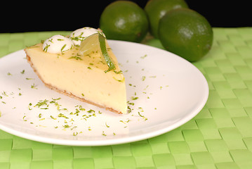 Image showing Key lime pie on white plate