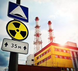 Image showing Nuclear Power Plant with Radioactivity Sign