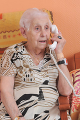 Image showing  senior woman and phone