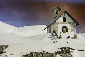 Image showing Small Church on Dolomites