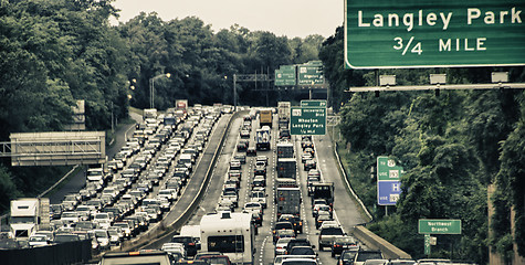 Image showing Signs and Traffic on US Interstate