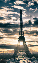 Image showing Sky Colors over Eiffel Tower in Paris