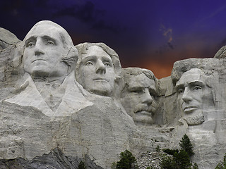 Image showing Sunset over Mount Rushmore, U.S.A.