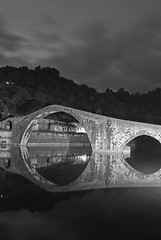 Image showing Devils Bridge at Night in Lucca, Italy