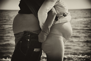 Image showing Two Pregnant Women relaxing at the Beach in Italy