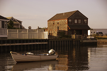 Image showing Homes over Water on Nantucket Coastline