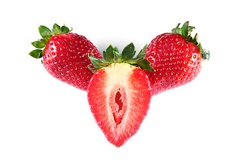 Image showing three ripe strawberries