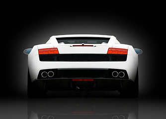 Image showing Rear view of vihite supercar