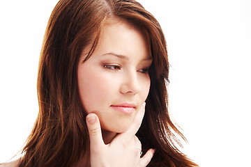 Image showing Closeup portrait of a dreamy teenage girl