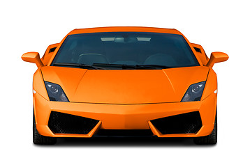 Image showing Orange supercar. Front view.