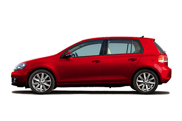 Image showing Cherry red hatchback