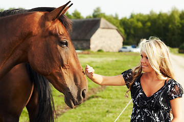 Image showing Girl and horse