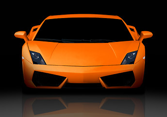 Image showing Orange supercar. Front view.