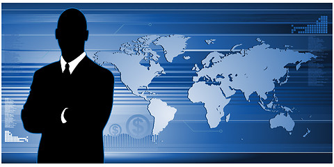 Image showing Business man technological background