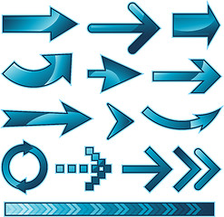 Image showing Blue arrow sign design collection set