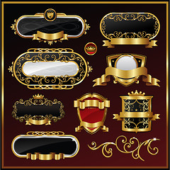 Image showing Vintage gold framed labels