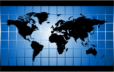 Image showing Blue world map square background