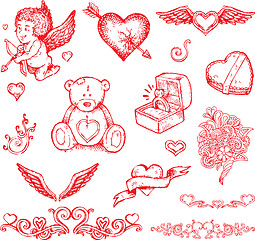 Image showing Valentine's day hand drawn elements
