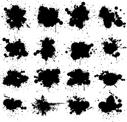 Image showing Black ink splat isolated on white collection set