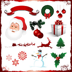 Image showing Vector Christmas elements isolated on white