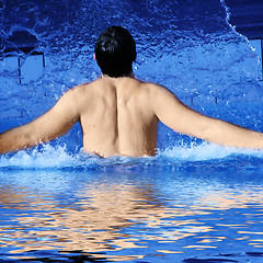 Image showing cold water therapy after sauna  