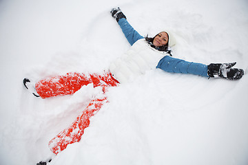 Image showing Making snow angels