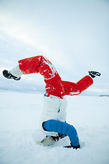 Image showing Headstand in winter