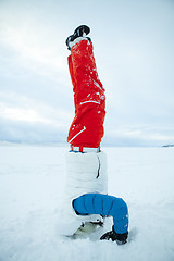 Image showing Headstand in winter