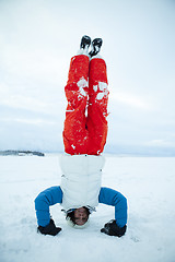 Image showing Headstand in winter