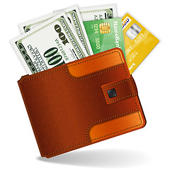 Image showing Purse with Dollars and Credit Cards