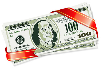 Image showing Dollar Bills with Ribbon