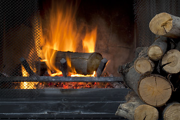 Image showing fireplace and firewood