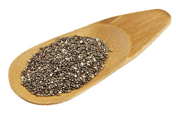 Image showing chia seeds on a bamboo scoop