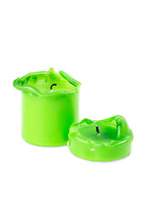 Image showing Two green big  melting  candle